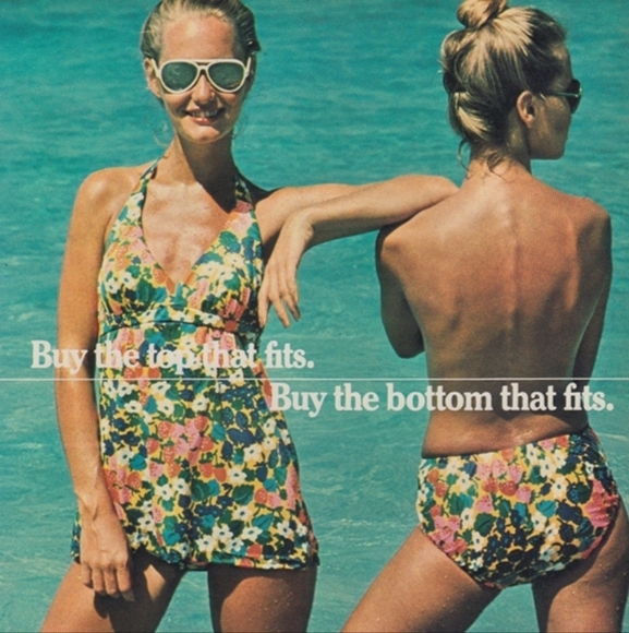 Rare Vintage 1960s Sears JR Bazaar Mod Yellow Checkered Daisy Full Apron Bikini - Picture 3 of 16